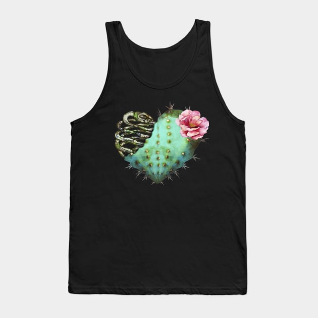 Cactus heart watercolor, succulents lovers gift, ribs, bone Tank Top by Collagedream